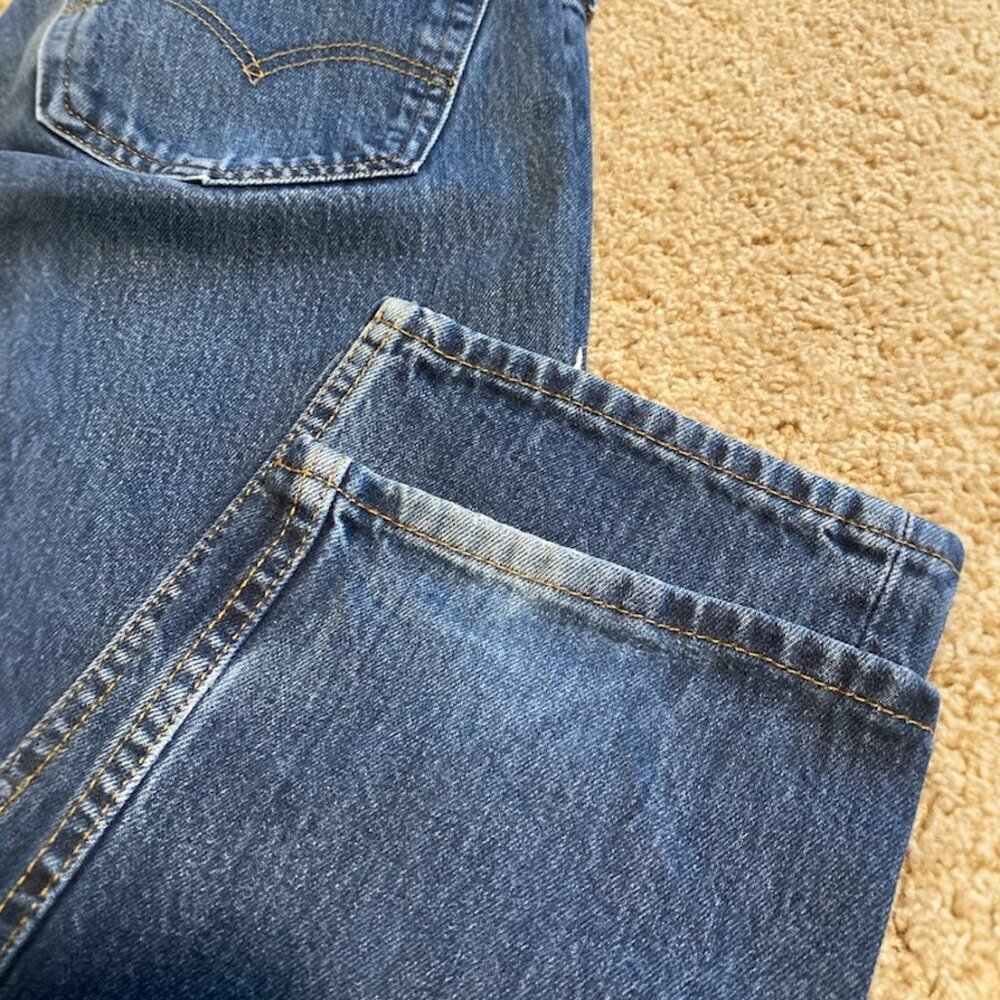 Levis Men's Jeans 34x32 Blue 505 Regular Fit Straight Leg Denim Zip Fly - Picture 8 of 10